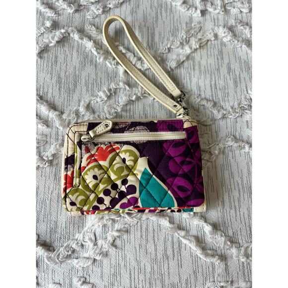 Vera Bradley Plum Crazy Wristlet Wallet Case Small Purse Zip Coin Pouch - Picture 2 of 13